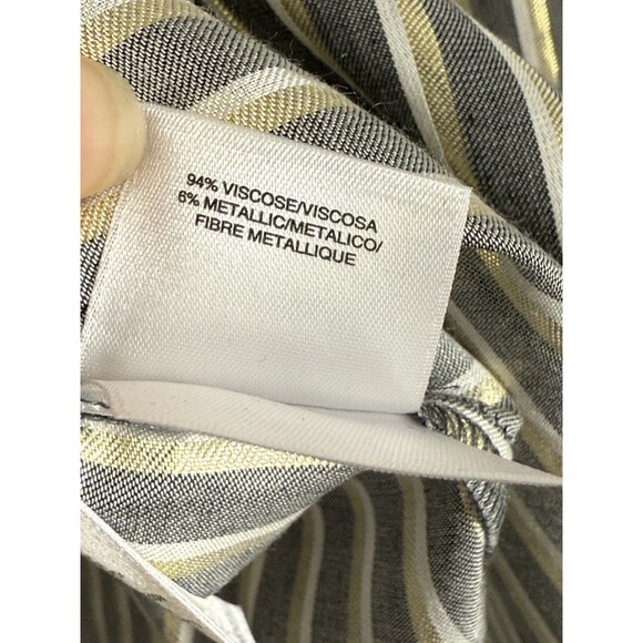 NWT Anne Klein Metallic Gold Gray Striped Button Down Shirt 2X Blouse 3/4 Sleeve - Picture 8 of 11